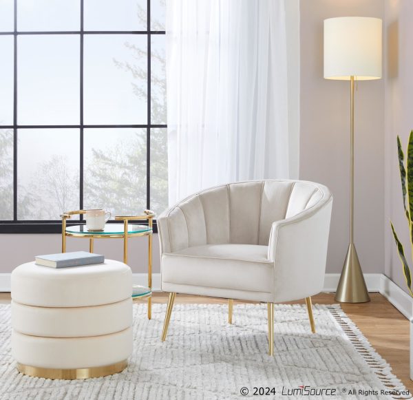 Cone 64 Contemporary Gold Metal and Linen Floor Lamp