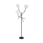 Connor II 84" Black Metal Glass Globe Three Light Floor Lamp