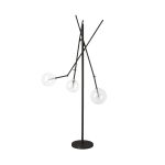 Connor II 84" Black Metal Glass Globe Three Light Floor Lamp