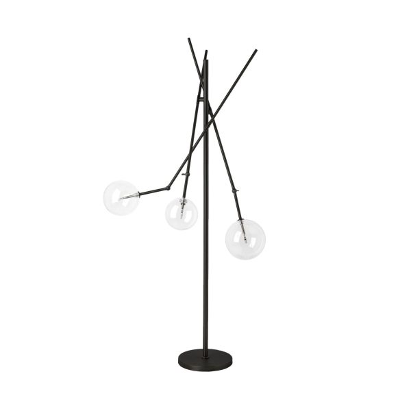 Connor II 84 Black Metal Glass Globe Three Light Floor Lamp 2