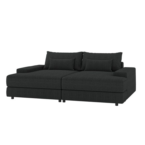 Conradus Black Chenille Oversized Modern Deep Seating Sofa 1