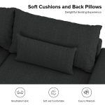 Conradus Black Chenille Oversized Modern Deep Seating Sofa 8 Conradus Black Chenille Oversized Modern Deep Seating Sofa