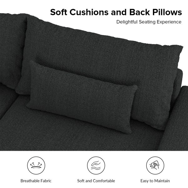 Conradus Black Chenille Oversized Modern Deep Seating Sofa 2