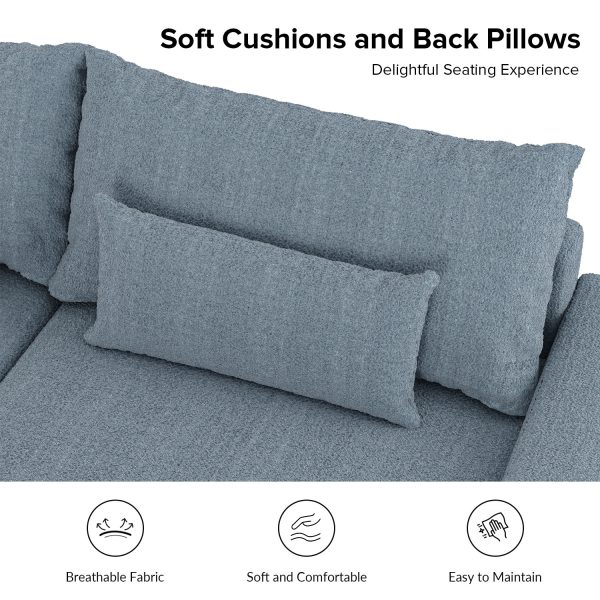 Conradus Blue Chenille Oversized Modern Deep Seating Sofa 2