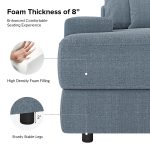 Conradus Blue Chenille Oversized Modern Deep Seating Sofa 9 Conradus Blue Chenille Oversized Modern Deep Seating Sofa