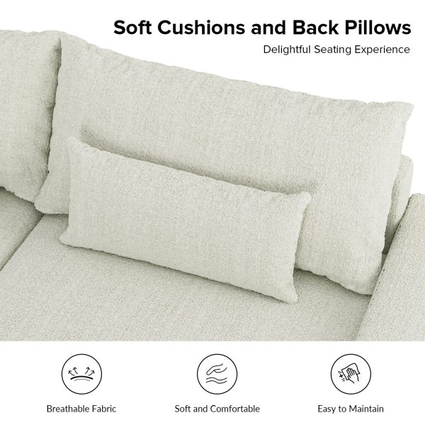 Conradus Ivory Chenille Oversized Modern Deep Seating Sofa 2
