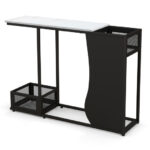 Modern Black Console Table with Faux Marble Top and Plant Holders