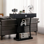 Rustic Console Table with Drawer and Shelves for Small Spaces