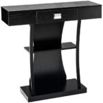 Rustic Console Table with Drawer and Shelves for Small Spaces