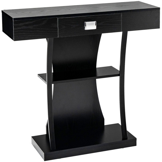 Rustic Console Table with Drawer and Shelves for Small Spaces - Image 3