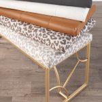 Constellation Contemporary Camel Faux Leather and Gold Metal Bench 14 Constellation Contemporary Camel Faux Leather and Gold Metal Bench
