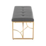 Constellation Contemporary Gold Frame Grey Faux Leather Bench 17 Constellation Contemporary Gold Frame Grey Faux Leather Bench
