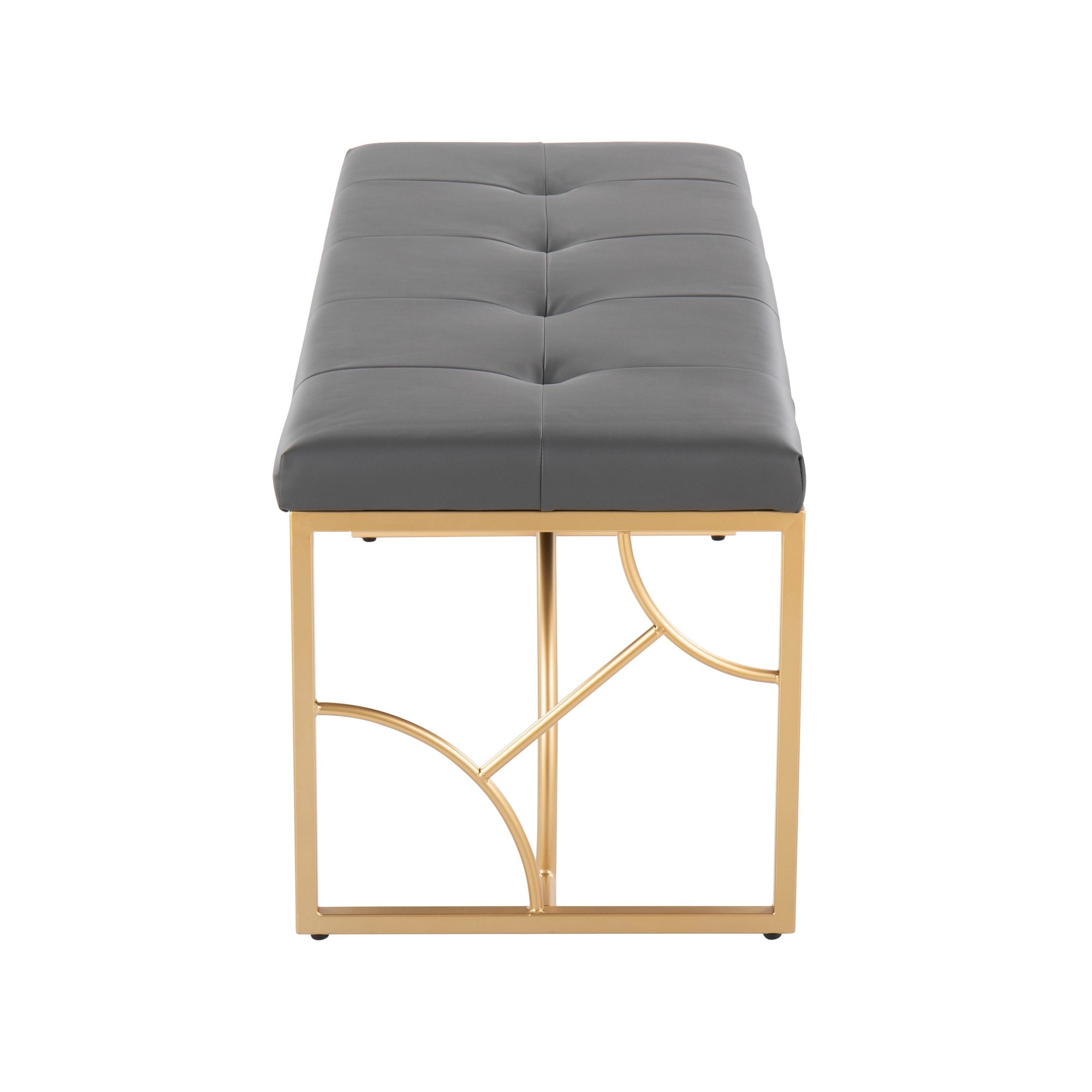 Constellation Contemporary Gold Frame Grey Faux Leather Bench 6 Constellation Contemporary Gold Frame Grey Faux Leather Bench - Image 6