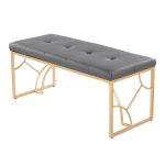 Constellation Contemporary Gold Frame Grey Faux Leather Bench 18 Constellation Contemporary Gold Frame Grey Faux Leather Bench