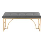 Constellation Contemporary Gold Frame Grey Faux Leather Bench 19 Constellation Contemporary Gold Frame Grey Faux Leather Bench