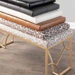 Constellation Contemporary Gold Leopard Fabric Bench Seats Two 13 Constellation Contemporary Gold Leopard Fabric Bench Seats Two