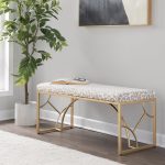 Constellation Contemporary Gold Leopard Fabric Bench Seats Two 12 Constellation Contemporary Gold Leopard Fabric Bench Seats Two