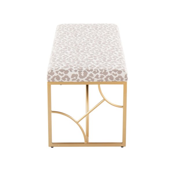 Constellation Contemporary Gold Leopard Fabric Bench Seats Two 5