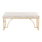 Constellation Contemporary Gold Leopard Fabric Bench Seats Two 19 Constellation Contemporary Gold Leopard Fabric Bench Seats Two