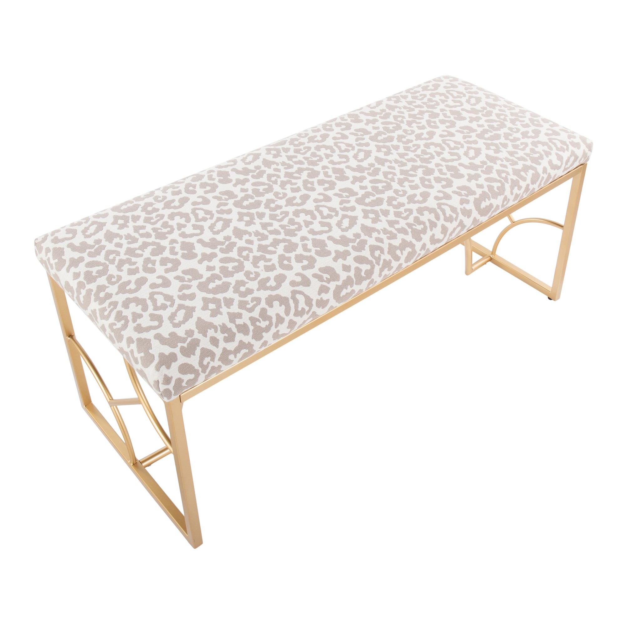 Constellation Contemporary Gold Leopard Fabric Bench Seats Two 9 Constellation Contemporary Gold Leopard Fabric Bench Seats Two - Image 9