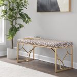 Constellation Contemporary Gold Metal Beige Leopard Fabric Bench 435-Inch 12 Constellation Contemporary Gold Metal Beige Leopard Fabric Bench 435-Inch