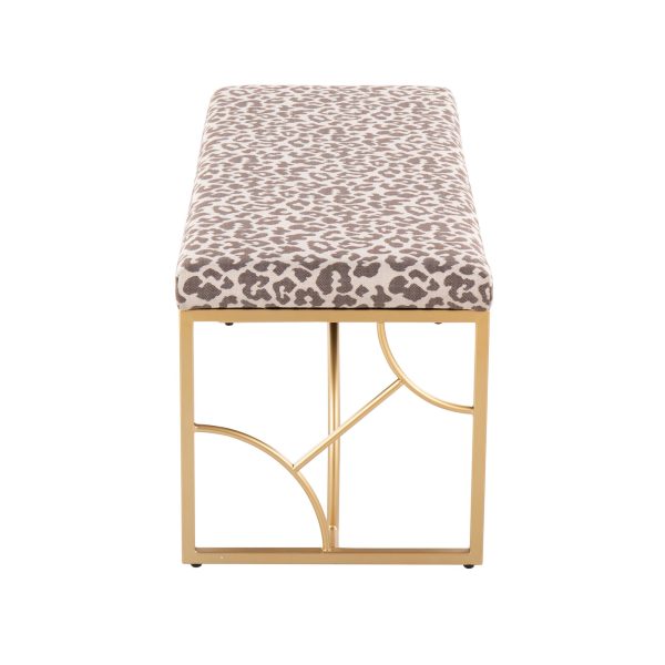 Constellation Contemporary Gold Metal Beige Leopard Fabric Bench 435 Inch 5