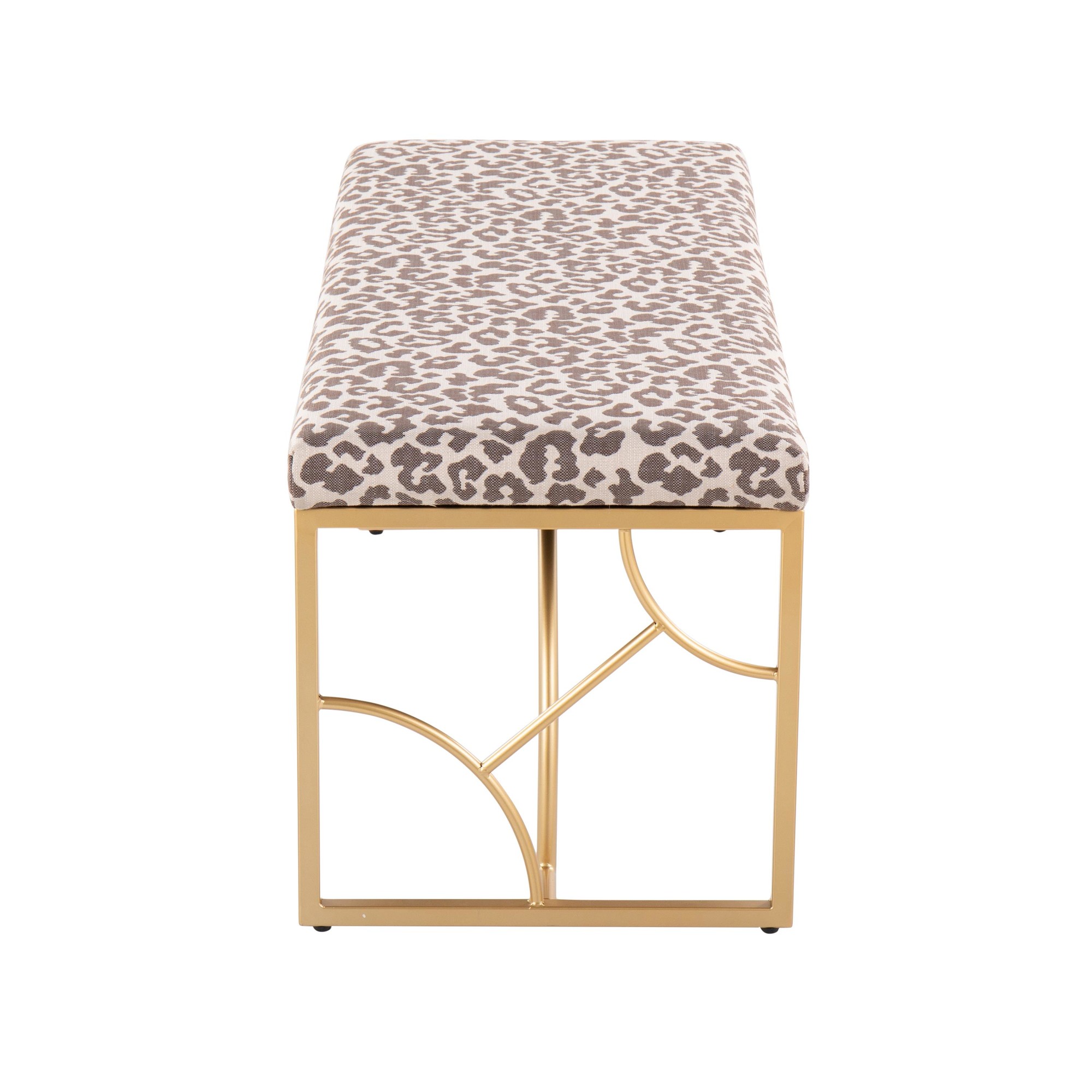 Constellation Contemporary Gold Metal Beige Leopard Fabric Bench 435-Inch 6 Constellation Contemporary Gold Metal Beige Leopard Fabric Bench 435-Inch - Image 6