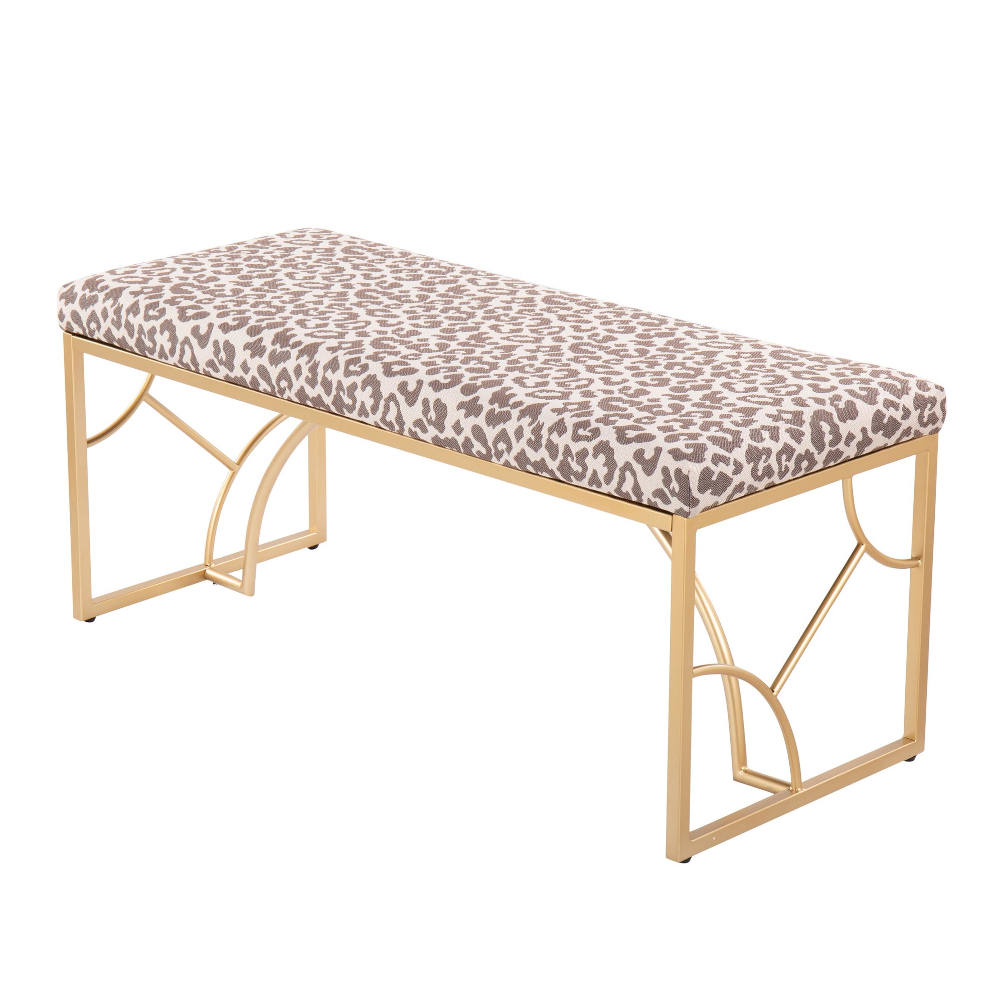 Constellation Contemporary Gold Metal Beige Leopard Fabric Bench 435-Inch 7 Constellation Contemporary Gold Metal Beige Leopard Fabric Bench 435-Inch - Image 7