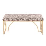 Constellation Contemporary Gold Metal Beige Leopard Fabric Bench 435-Inch 19 Constellation Contemporary Gold Metal Beige Leopard Fabric Bench 435-Inch