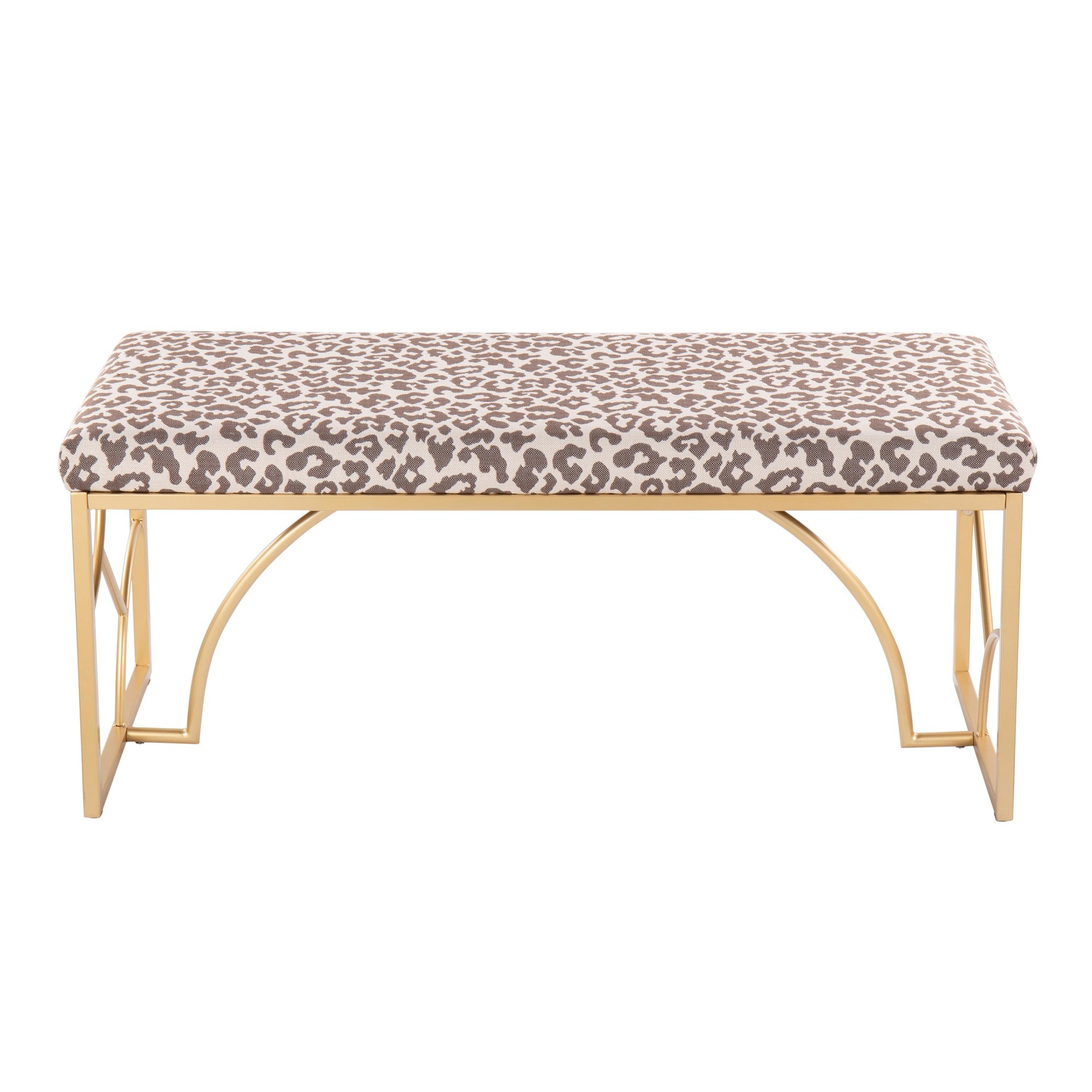 Constellation Contemporary Gold Metal Beige Leopard Fabric Bench 435-Inch 8 Constellation Contemporary Gold Metal Beige Leopard Fabric Bench 435-Inch - Image 8