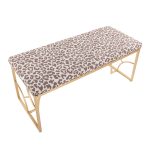 Constellation Contemporary Gold Metal Beige Leopard Fabric Bench 435-Inch 20 Constellation Contemporary Gold Metal Beige Leopard Fabric Bench 435-Inch