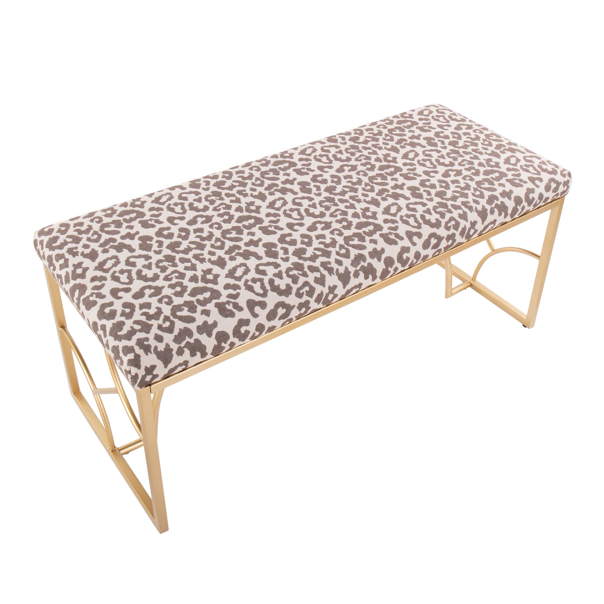 Constellation Contemporary Gold Metal Beige Leopard Fabric Bench 435-Inch 9 Constellation Contemporary Gold Metal Beige Leopard Fabric Bench 435-Inch - Image 9