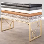 Constellation Contemporary Gold and Black Faux Leather Bench 16 Constellation Contemporary Gold and Black Faux Leather Bench