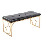 Constellation Contemporary Gold and Black Faux Leather Bench 18 Constellation Contemporary Gold and Black Faux Leather Bench