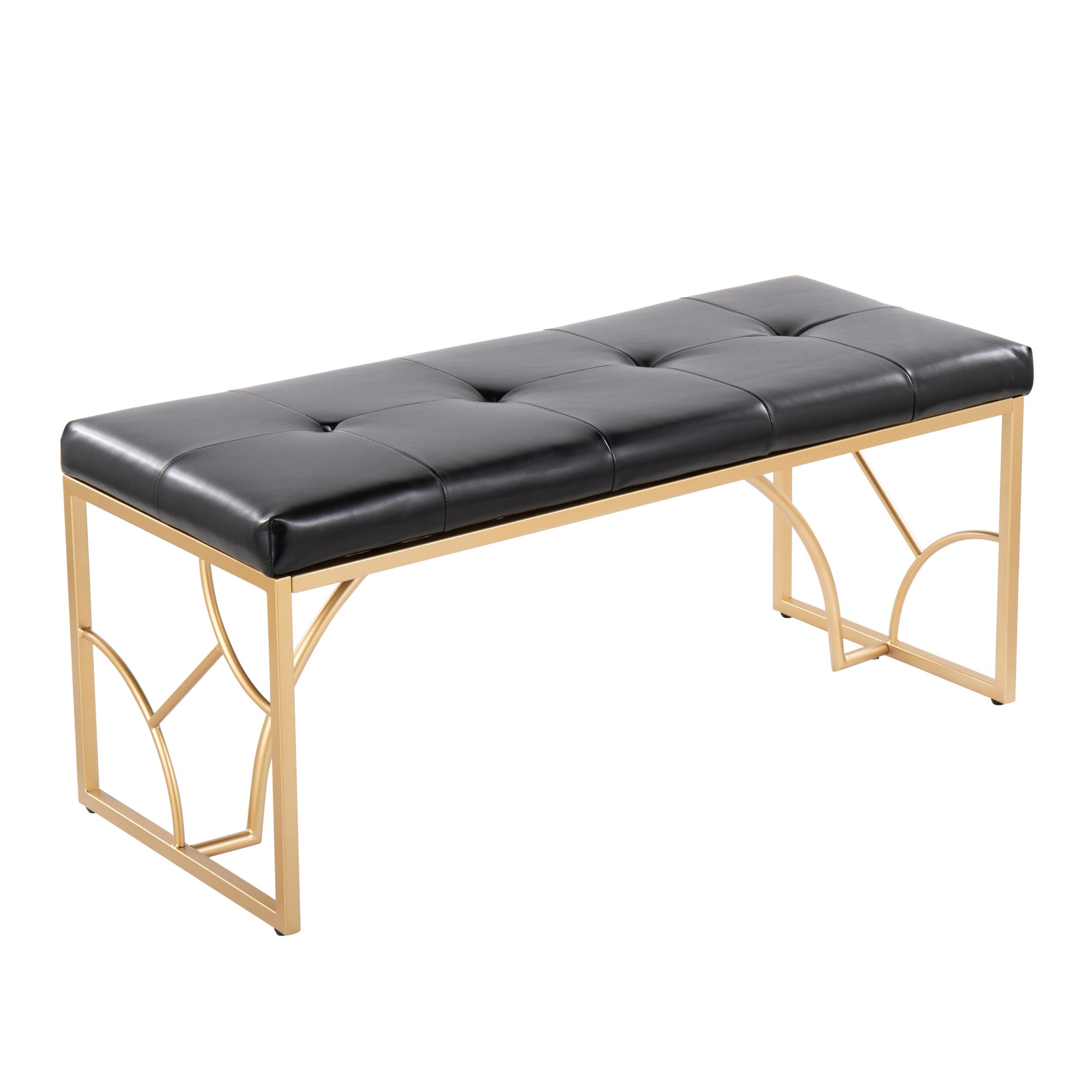 Constellation Contemporary Gold and Black Faux Leather Bench 6 Constellation Contemporary Gold and Black Faux Leather Bench - Image 6