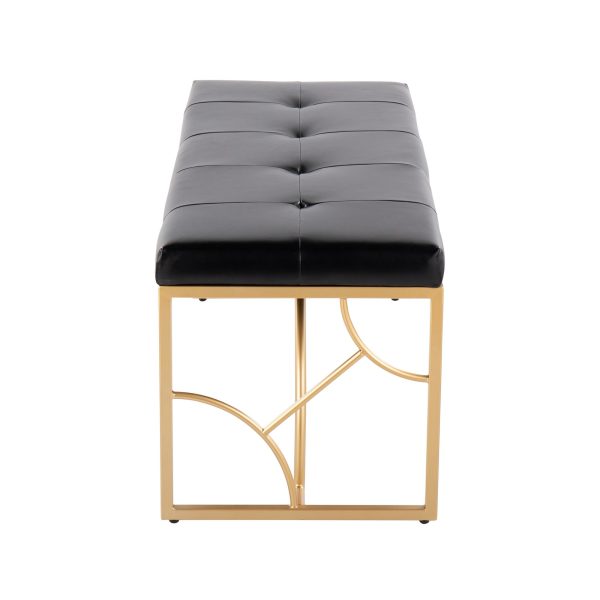 Constellation Contemporary Gold and Black Faux Leather Bench 6