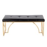 Constellation Contemporary Gold and Black Faux Leather Bench 21 Constellation Contemporary Gold and Black Faux Leather Bench