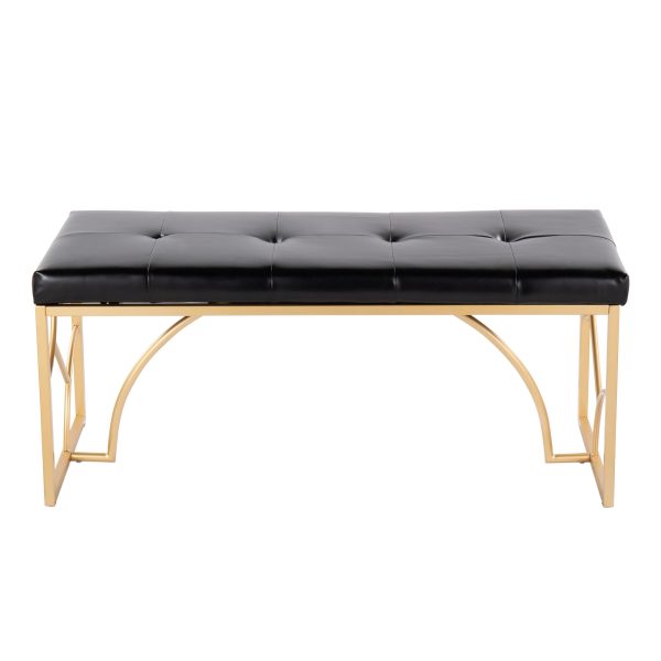 Constellation Contemporary Gold and Black Faux Leather Bench 8