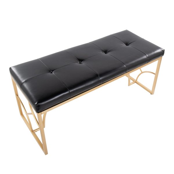 Constellation Contemporary Gold and Black Faux Leather Bench 9
