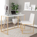 Constellation Contemporary Gold and White Desk 13 Constellation Contemporary Gold and White Desk