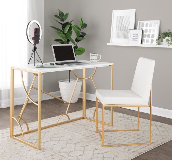 Constellation Contemporary Gold and White Desk 1