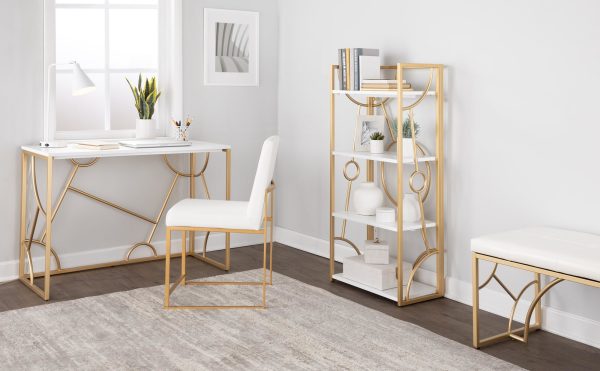 Constellation Contemporary Gold and White Desk 2