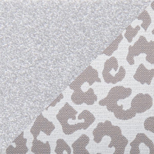 Constellation Contemporary Silver Metal Grey Leopard Fabric Bench 10
