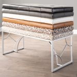 Constellation Contemporary Silver Metal Grey Leopard Fabric Bench 15 Constellation Contemporary Silver Metal Grey Leopard Fabric Bench