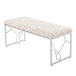 Constellation Contemporary Silver Metal Grey Leopard Fabric Bench 18 Constellation Contemporary Silver Metal Grey Leopard Fabric Bench