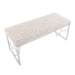 Constellation Contemporary Silver Metal Grey Leopard Fabric Bench 20 Constellation Contemporary Silver Metal Grey Leopard Fabric Bench