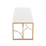 Constellation Gold Metal White Faux Leather Contemporary Bench