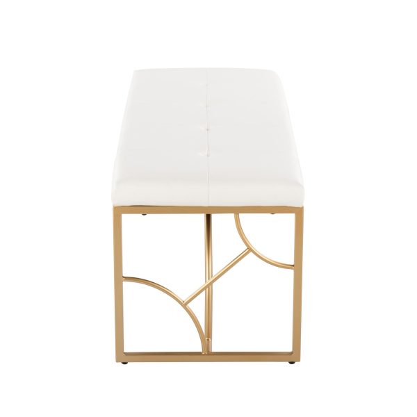 Constellation Gold Metal White Faux Leather Contemporary Bench 6
