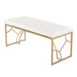 Constellation Gold Metal White Faux Leather Contemporary Bench