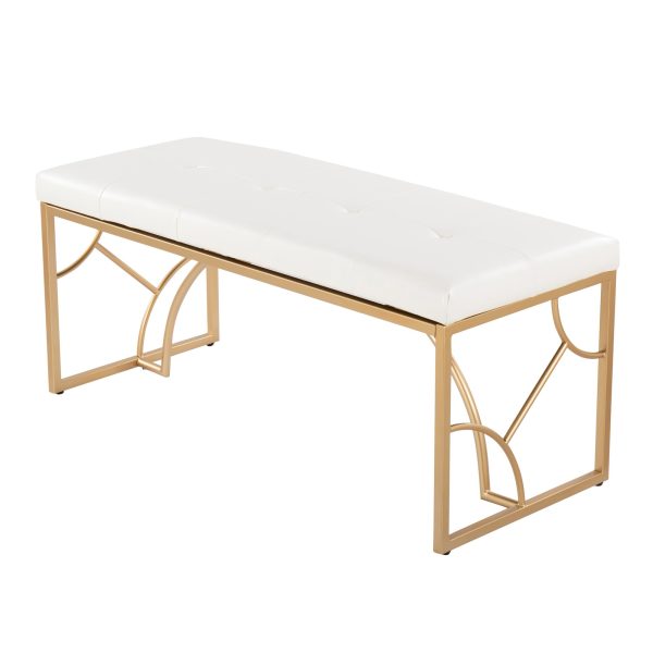Constellation Gold Metal White Faux Leather Contemporary Bench 7